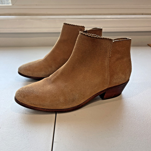 Jack Rogers Sz 8.5 M Ankle Booties Brown Suede Leather Tan Lagenlook Boho FLAW - Picture 2 of 12